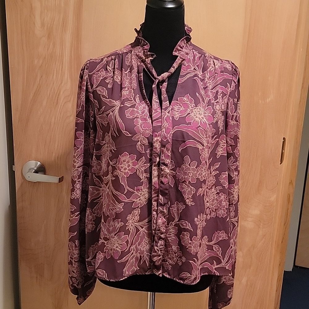 Evereve Purple Floral Blouse